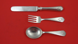 Pattern Unknown by Watrous Sterling Silver Baby Set 3-pc hand hammered Mono M - £80.59 GBP