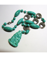 Vintage Deco 1930s Necklace 17&quot; Czechoslovakia Czech Green Peking Glass ... - £70.11 GBP