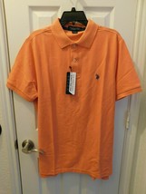 U.S. POLO ASSN. Men&#39;s Ultimate Pique Short Sleeve Polo Shirt LARGE Orange Heathe - £26.25 GBP