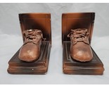 Set Of (2) Brown Bronze Color Shoe John 9-17-34 Bookends 6&quot; X 4&quot; X 5&quot; - $59.39