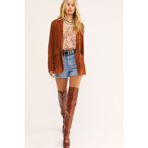 New Free People JAKETT Veronica Blazer SUEDE LEATHER $670 LARGE Mustang   - £210.03 GBP