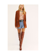 New Free People JAKETT Veronica Blazer SUEDE LEATHER $670 LARGE Mustang   - £210.97 GBP