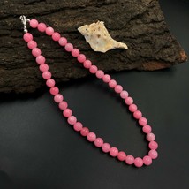 Natural Pink Shaded Jade 8x8 mm Beaded Stretch Adjustable Necklace AN-106 - £10.26 GBP