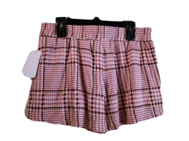 Honeydew Shorts Womens Small Pink Maroon Plaid Knit Rayon  Elastic Waist NWT - £6.59 GBP