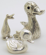 3 x Vintage Italian Handmade Genuine Silver 925 & 800 Duckies Miniature Figurine - $37.63