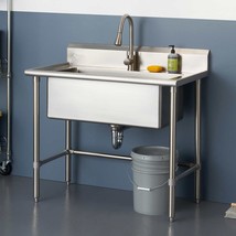 Sink Stainless Steel Utility Laundry Room Wash Basement Slop Shop Prep Garage ~~ - £598.26 GBP