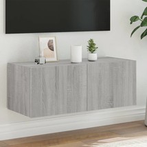 TV Wall Cabinet with LED Lights Grey Sonoma 80x35x31 cm - £36.22 GBP