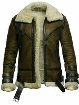 Mens B3 Bomber USAF Dukin Green Real Sheepskin Shearling Leather Jacket - £126.52 GBP+