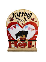 Valentines Dog Lovers Kissing Booth Sign Dachshund Puppy Paws Hugs Kisses Hearts - $15.72