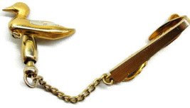 Hickok &quot;Duck Tie Tack Pin 1 1/4&quot; Neck Tie Clip with Chain Gold Tone Slide  - £15.64 GBP
