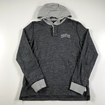 Roots Canada Hoodie Sweatshirt Mens Medium Heather Gray Hooded Button Neck - £29.22 GBP