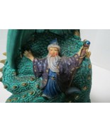 Green Resin Merlin The Wizard Dragon Figurine 5&quot; x 8&quot; - £15.71 GBP