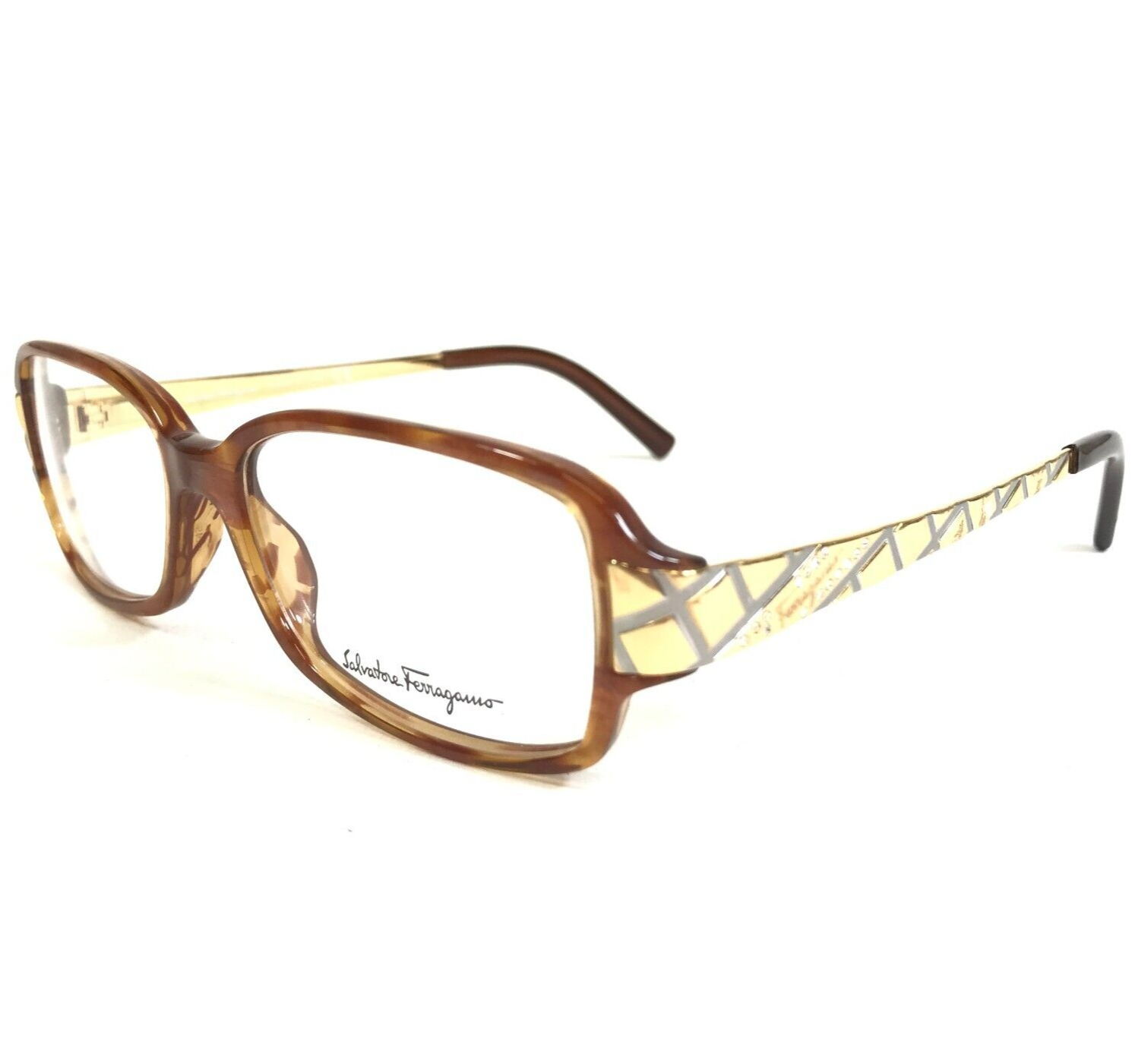 Primary image for Salvatore Ferragamo Eyeglasses Frames 2664-B 641 Brown Gold Silver 51-15-130