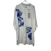 Tommy Bahama Men Shirt Silk Sport Azule Oasis Embroidered Floral Sz XXXL NWT - $97.81