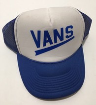 Vans Otto Trucker Mesh Snapback Hat Blue White Adjustable 1980&#39;s Polyest... - $38.00