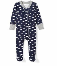Moon and Back Baby Organic Footed Zip-Front Sleep and Play, Navy Cloud, 0-3 MOS - £11.09 GBP
