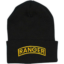 ARMY RANGER EMBROIDERED BLACK  MILITARY BEANIE WATCH HAT CAP - £27.43 GBP