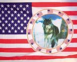 USA WOLF CIRCLE FLAG FL308 flags banner american wolves - $6.82