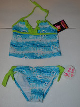 Laguna Two Piece Swimsuit  Size  4  NWT Blue Tye Dye Peace - $9.00