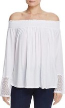 Three Dots Womens Trellis Lace Peasant Top Color White Size Small - £35.83 GBP