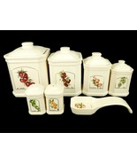 4 Porcelain Canisters &amp; Matching Stovetop Set, Vintage Elgin Home Collec... - £148.33 GBP