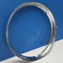 One Single 15&quot; Stainless Steel Chrome Hot Rod Ribbed Trim Ring New # TR2551X - £22.12 GBP