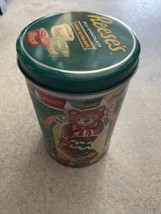 Vintage Collectible Tin - 1990 Hershey Reeses - Green Christmas Bear in Stocking - £4.70 GBP