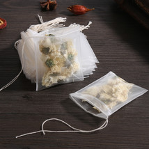 100 pcs Disposable Filter Drawstring Flip Empty Teabag Herb Loose Tea Bag New - £10.21 GBP