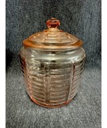 Vintage Anchor Hocking Manhattan Pink Depression Glass Bee Hive Cookie Jar - $29.70