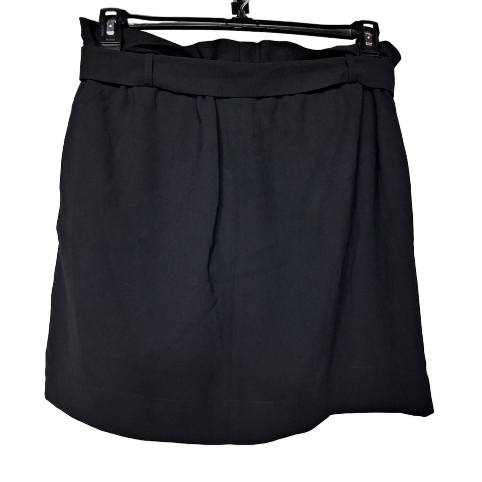 Express Womens A Line Skirt Size Medium Solid Black Belted Ruffles Item image 3