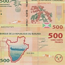 Burundi P50, 500 Francs, crocodile, coffee branch UNC  2015 see UV, w/m ... - $1.88