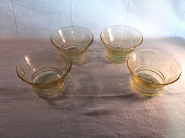 4 Vintage Yellow Etched Custard Cups Depression Glass Mint - £25.94 GBP