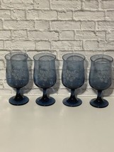 Pfaltzgraff Set of 4 Yorktowne 5 3/4&quot; Blue Goblets Wine Glasses 8 oz - £14.69 GBP