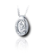 Sterling Silver St. Christopher Funeral Cremation Urn Pendant for Ashes w/Chain - £276.37 GBP