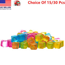 15/30 Pieces Reusable Plastic Ice Cubes For Cold Drinks Assorted Colors BPA Free - £5.51 GBP+