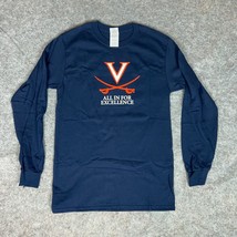 Virginia Cavaliers Mens Shirt Small Navy Orange Long Sleeve Tee NCAA Football - $24.98