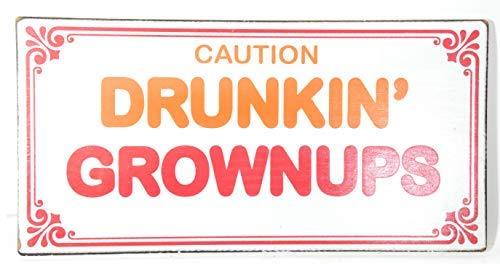 WorldBazzar Hand Carved Caution Drunkin' Grownups Cute Funny Coffee Lover Dunkin