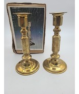 2 Vintage Brass Candlesticks 6 3/4&quot; Tall See Pictures Retro Cottage Deco... - $19.00