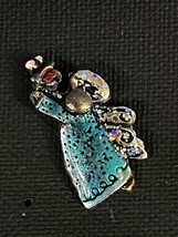 Vintage Angel Pin Brooch Silver Tone Blue and Red Enameled Accents Christmas - £12.43 GBP
