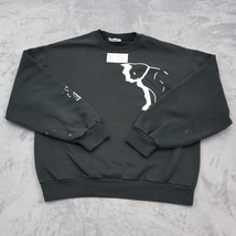 Jerzees Sweatshirt Mens M Black Cat Design Crew Neck Long Sleeve Tee - $25.72