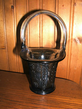 1980s FENTON GLASS Dark Blue Butterfly &amp; Berry BASKET Limited Edition - $24.70