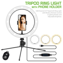 CELLET USB Powered 10&quot; Tripod LED Ring Light w/ Wireless Remote Control - £14.66 GBP