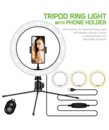 CELLET USB Powered 10&quot; Tripod LED Ring Light w/ Wireless Remote Control - £14.73 GBP
