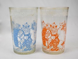 Vintage 1953 Howdy Doody Clown Tumblers Set of 2 Blue Orange  - £23.33 GBP