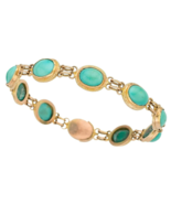 10k Gold, Oval Shaped Turquoise Cabochon Bracelet 7&quot; 11.00 grams - $2,436.86 CAD