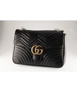 Gucci Large GG Marmont Matelasse Black Leather Shoulder Bag Box Dustbag - $39,648.13 MXN