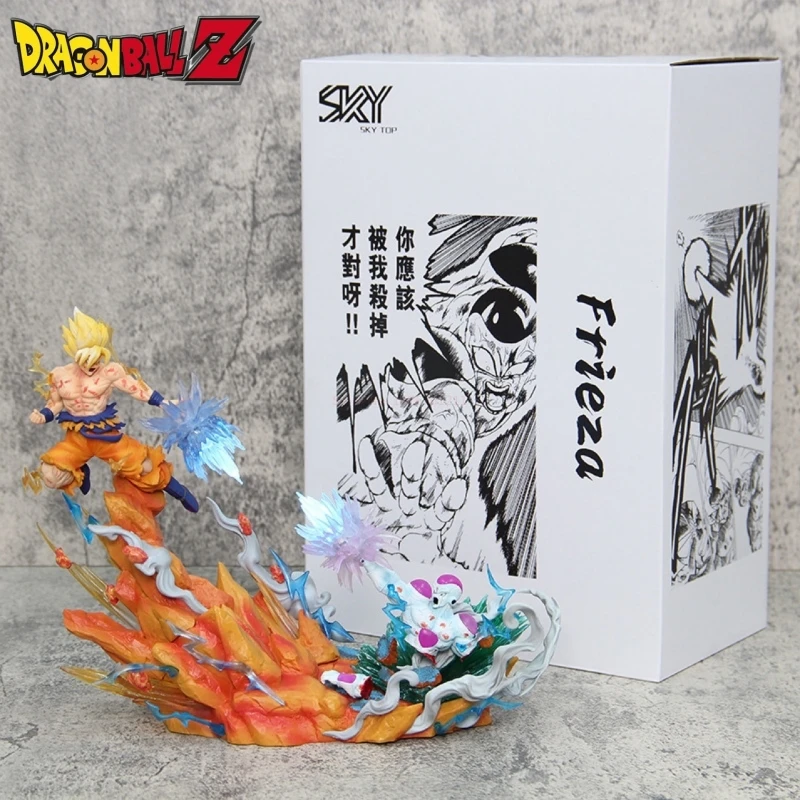 Dragon Ball Z Figures Son Goku Vs Majin Buu Frieza Kamehameha Anime Figure Gk - £42.03 GBP+