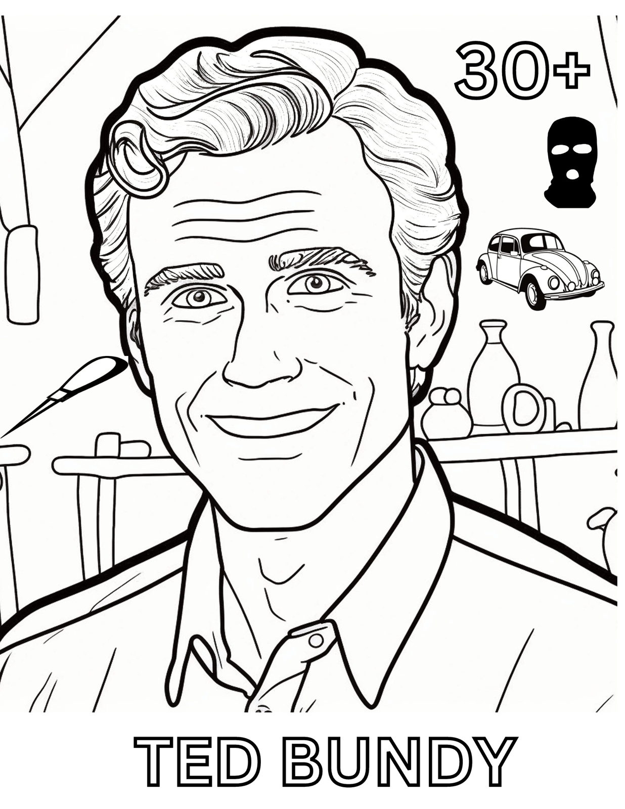 Serial killer coloring page / killer coloring page/ Ted Bundy Colouring