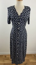 Vintage Sunshine Starshine Women&#39;s 8 Blue Bow Print Midi Length Dress Bu... - £25.41 GBP