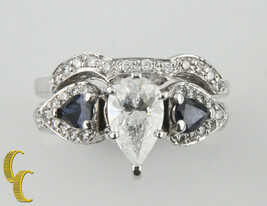 2,00 Karat Diamant &amp; Saphir 18k Weißgold Ehering Set Größe 7,25 - $14,726.32